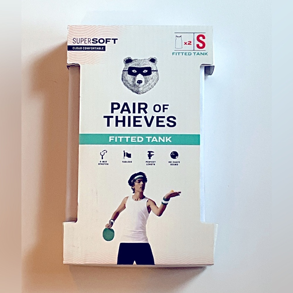 Pair of Thieves Men’s Super Soft Slim Fit White Fitted Tank  2-pack S